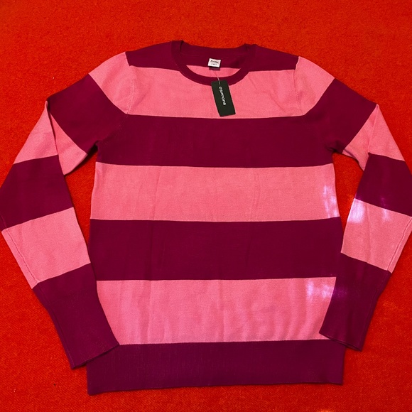 Pink and fuchsia block-stripe long sleeve sweater NWT - Picture 2 of 6